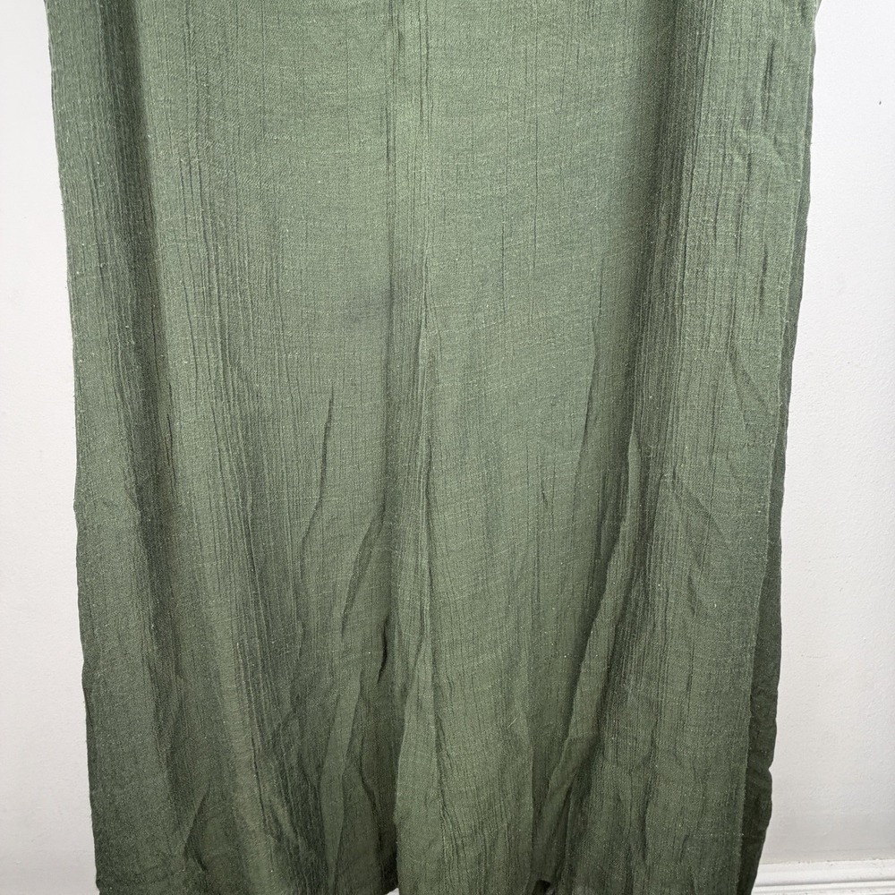 AUW MIDI Dress Floral‎ Print V Neck Embroidered Plus 3X Green Sleeveless Boho - Picture 9 of 10